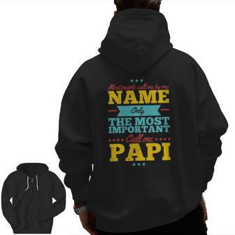 Father's Day For Papi Men From Daughter & Son Zip Up Hoodie Back Print | Mazezy
