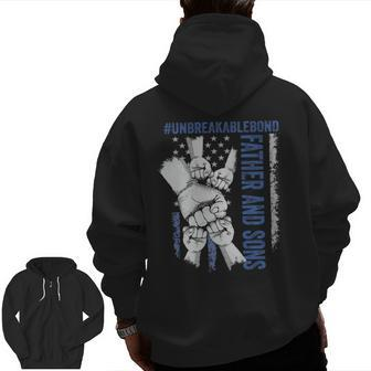 Fist Bump Father And Sons Unbreakable Bond Zip Up Hoodie Back Print | Mazezy