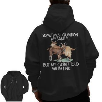 Goat For Crazy People Who Speak With Goats Zip Up Hoodie Back Print | Mazezy