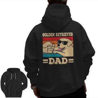 Golden Retriever Dad Dog Retro Zip Up Hoodie Back Print | Mazezy