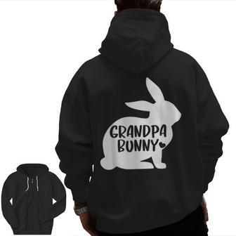 Grandpa Bunny Easter For Grandfather Men Rabbit Zip Up Hoodie Back Print | Mazezy