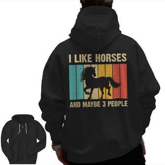 Horse Art Horse Lover Men Women Boys Girls Introvert Zip Up Hoodie Back Print | Mazezy