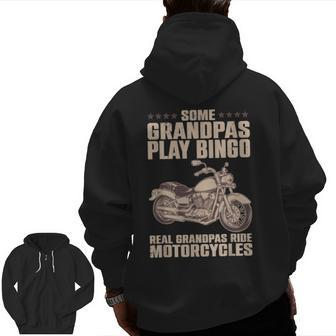 Motorcycle For Grandpa Dad Motorcycle Lovers Riders Zip Up Hoodie Back Print | Mazezy