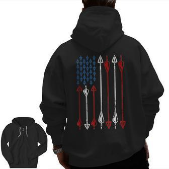 Patriotic Bow Hunting Flag Arrows Bow Archer Target Zip Up Hoodie Back Print | Mazezy