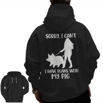 Pig Cute Pigs Girls Pet Owner Pig Zip Up Hoodie Back Print | Mazezy