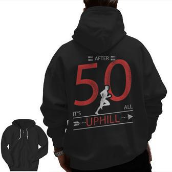 Running 50 Years Old 50Th Birthday Zip Up Hoodie Back Print | Mazezy