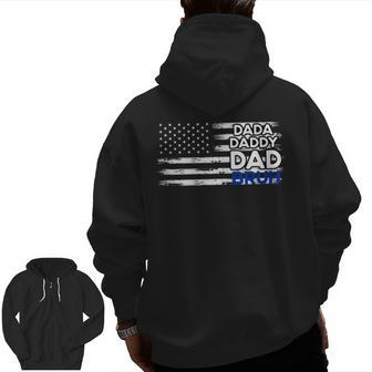 Saying Usa American Flag Dada Daddy Bruh Fathers Day D Zip Up Hoodie Back Print | Mazezy