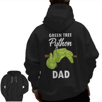 Snake Lover Dad Green Tree Python Zip Up Hoodie Back Print | Mazezy