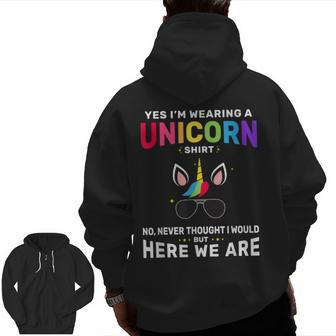 Unicorn For Dad Grandpa Brother Men Christmas Zip Up Hoodie Back Print | Mazezy