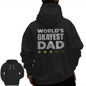 World's Okayest Dad Vintage Style Zip Up Hoodie Back Print | Mazezy