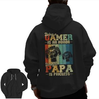 Being A Gamer Is An Honor Being Papa Is Priceless Dad Men Zip Up Hoodie Back Print | Mazezy