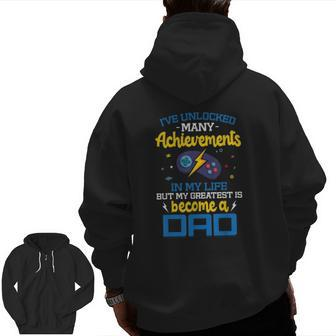 Gaming Dad Father Kid Gamer Daddy Zip Up Hoodie Back Print | Mazezy