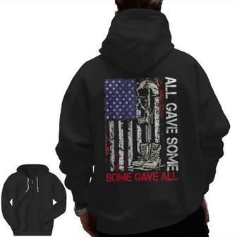 All Gave Some Some Gave All Flag Veteran Memorial's Day Men Zip Up Hoodie Back Print | Mazezy