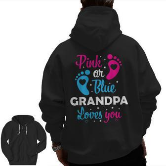 Gender Reveal Grandpa Grandfather Family Zip Up Hoodie Back Print | Mazezy
