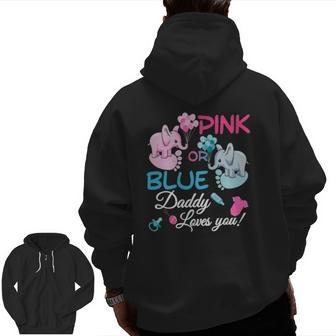 Gender Reveal Party Supplies Daddy Loves You Cute Mens Zip Up Hoodie Back Print | Mazezy