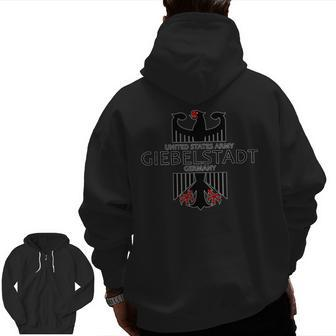 Giebelstadt Germany United States Army Military Veteran Zip Up Hoodie Back Print | Mazezy