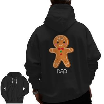 Gingerbread Dad Christmas Matching Pajamas For Family Xmas Zip Up Hoodie Back Print | Mazezy