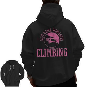 Girl Rock Climbing Bouldering Climber Zip Up Hoodie Back Print | Mazezy