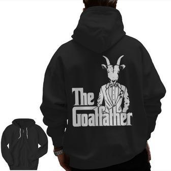 The Goatfather Goat Lover Animal Fun Zip Up Hoodie Back Print | Mazezy