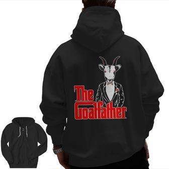 The Goatfather Goat Lover Animal Zip Up Hoodie Back Print | Mazezy
