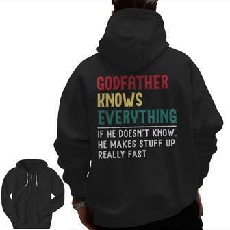 Godfather Know Everything Fathers Day For Grandpa Boom Zip Up Hoodie Back Print | Mazezy