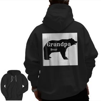 Grandpa Bear Camping Outdoors Animals Family Zip Up Hoodie Back Print | Mazezy