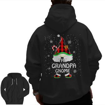 Grandpa Gnomies Red Plaid Matching Family Christma Zip Up Hoodie Back Print | Mazezy