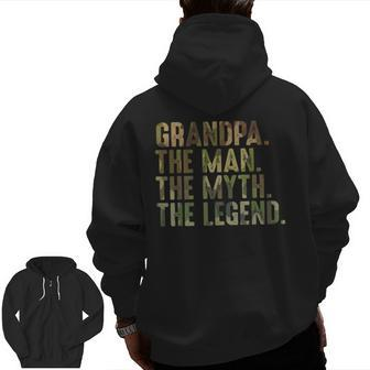 Grandpa From Grandchildren Men Grandpa Myth Legend Zip Up Hoodie Back Print | Mazezy UK