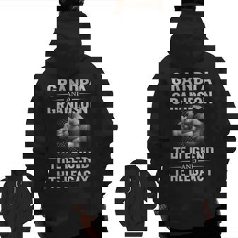 Grandpa And Grandson The Legend And The Legacy Zip Up Hoodie Back Print | Mazezy