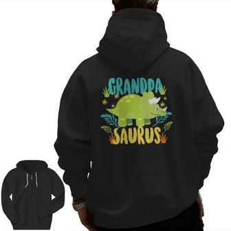 Grandpa Saurus Dinosaur Kids Grandpa Dinosaur Zip Up Hoodie Back Print | Mazezy