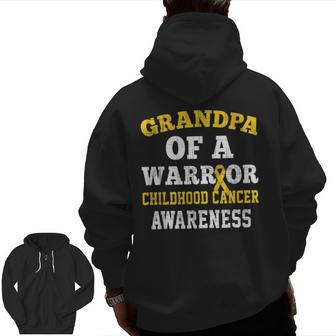 Grandpa Of A Warrior Childhood Cancer Awareness Month Zip Up Hoodie Back Print | Mazezy