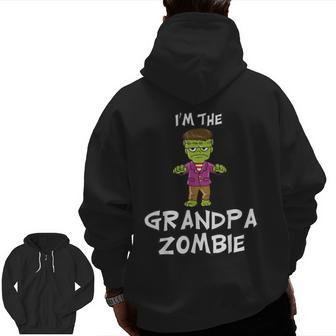 Grandpa Zombie Halloween Matching Family Costume Halloween Zip Up Hoodie Back Print | Mazezy