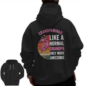 Grandpamingo Flamingo Grandpa Retro Flamingo Apparel For Men Zip Up Hoodie Back Print | Mazezy CA