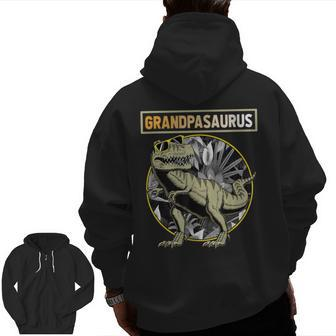 Grandpasaurus Grandpa Dinosaur Fathers Day Zip Up Hoodie Back Print | Mazezy CA