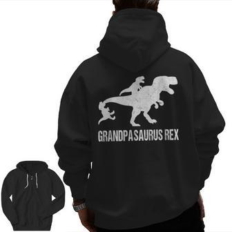 Grandpasaurus T Rex Dinosaur Grandpa Saurus Family Matching Zip Up Hoodie Back Print | Mazezy