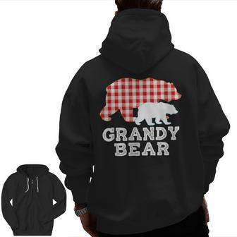 Grandy Plaid Great Bear Daddy Grandpa Father Day Proud Zip Up Hoodie Back Print | Mazezy
