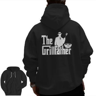 The Grillfather Bbq Grilling For Grill Master Zip Up Hoodie Back Print | Mazezy
