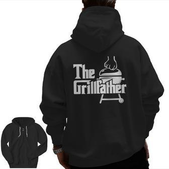 The Grillfather Pitmaster Bbq Lover Smoker Grilling Dad Zip Up Hoodie Back Print | Mazezy