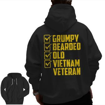 Grumpy Bearded Old Vietnam Veteran Zip Up Hoodie Back Print | Mazezy