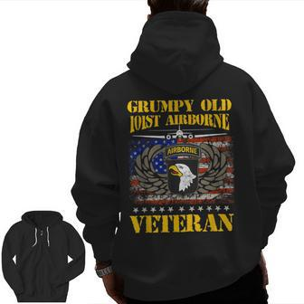Grumpy Old 101St Airborne Division Veteran Flag Vintage Zip Up Hoodie Back Print | Mazezy