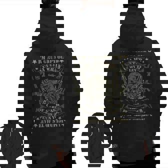 I Am A Grumpy Old Veteran I Don't Care Zip Up Hoodie Back Print | Mazezy