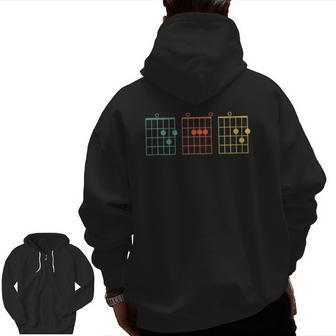 Guitar Chord Musical Note Dad Written Retro Vintage Father Zip Up Hoodie Back Print | Mazezy