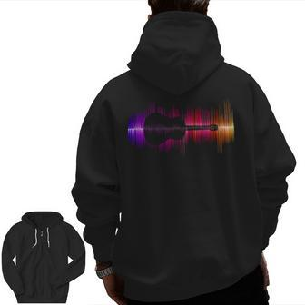 Guitar And Music Wave Zip Up Hoodie Back Print | Mazezy