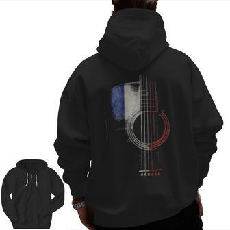 Guitar Shadow France Flag Zip Up Hoodie Back Print | Mazezy