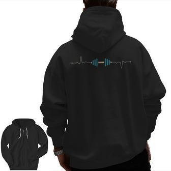 Gym Heartbeat Fitness Bodybuilding Weightlifting Zip Up Hoodie Back Print | Mazezy