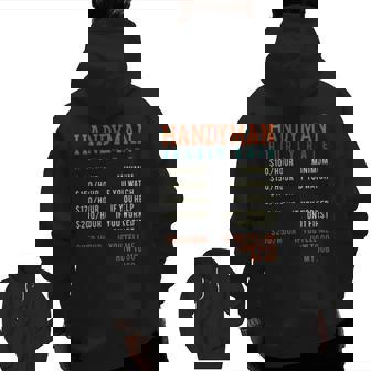 Handyman Hourly Rate Price Chart For A Handyman Or Dad Zip Up Hoodie Back Print | Mazezy