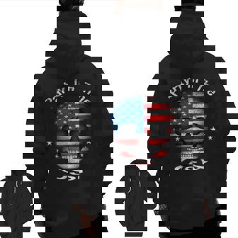 Happy Face Smile American Skull Flag Party In The Usa Usa Zip Up Hoodie Back Print | Mazezy