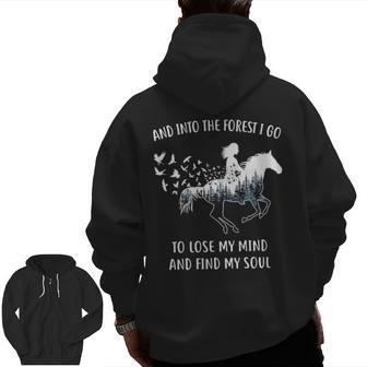 Horse For Women Into The Forest I Go Horse Riding Zip Up Hoodie Back Print | Mazezy UK