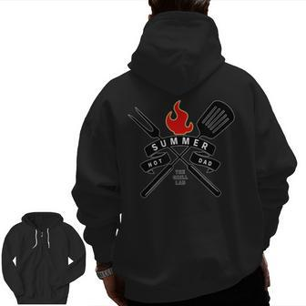 Hot Dad Summer Grilling Dad Father's Day Zip Up Hoodie Back Print | Mazezy