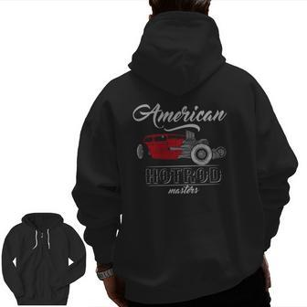 Hot Rod Cars Tuning Muscle Custom American Vehicle Car Zip Up Hoodie Back Print | Mazezy